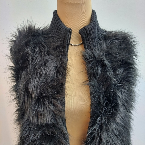 Willi Smith Black Faux Fur Vest, sz L - Picture 2 of 10